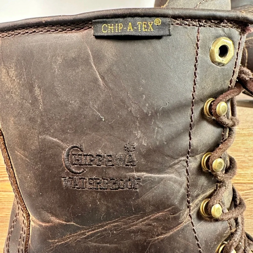 Chippewa Mens Logger Boots 11.5 Waterproof Leather EH Forestry Work Chip A Tex